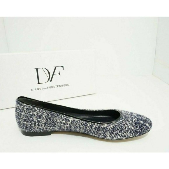 DVF Diane Von Furstenberg Cambridge Women's Slip On Flats Navy White US 7.5 M - Picture 8 of 11